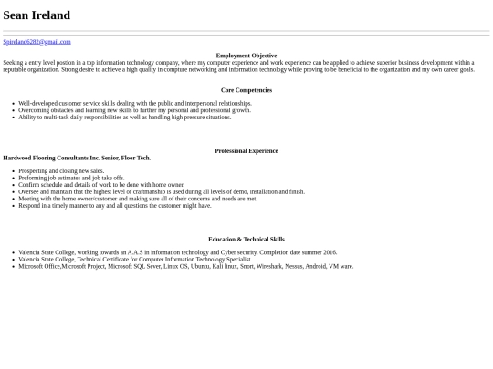 resume screenshot