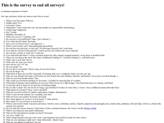 surveys screenshot