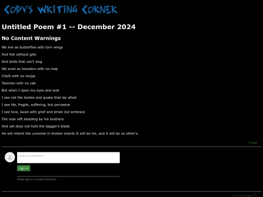 Poem screenshot