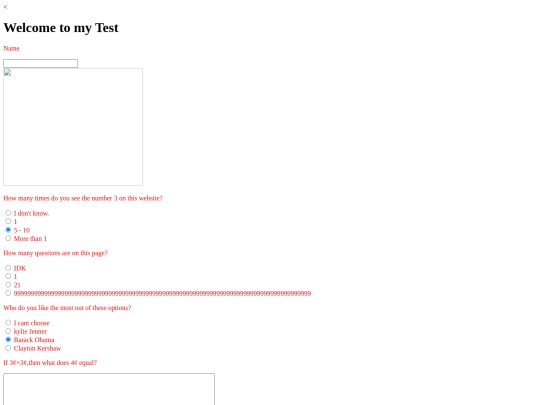 MathTestForm screenshot