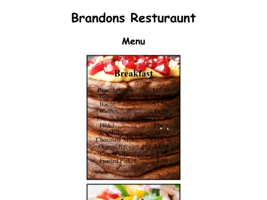 Menu screenshot
