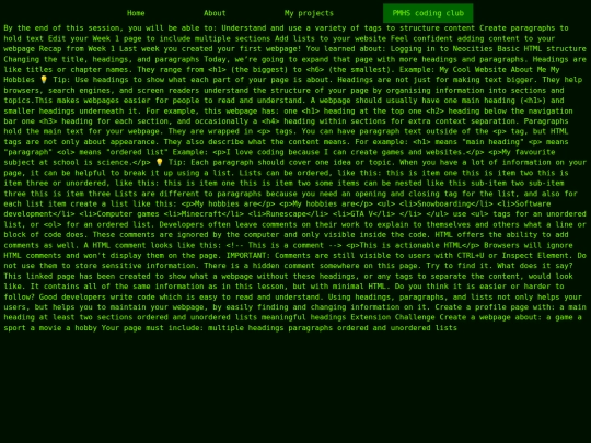 pmhs/lesson2semantic screenshot