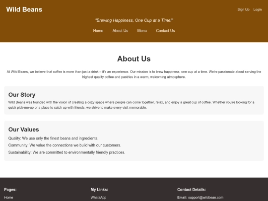 coffee shop/aboutus screenshot
