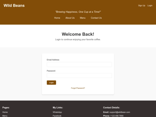 coffee shop/login screenshot