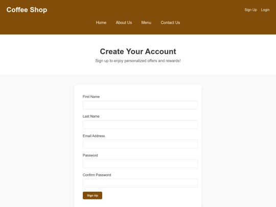 coffee shop/signup screenshot