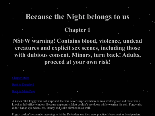 Stories/Daredevil Fanfictions/NightBelongs/NightBelongs1 screenshot