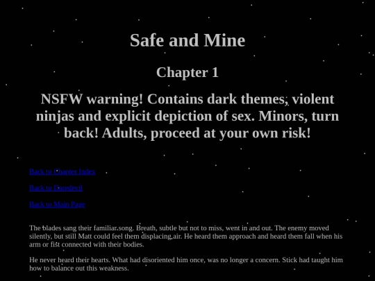 Stories/Daredevil Fanfictions/SafeAndMine/SafeAndMine1 screenshot