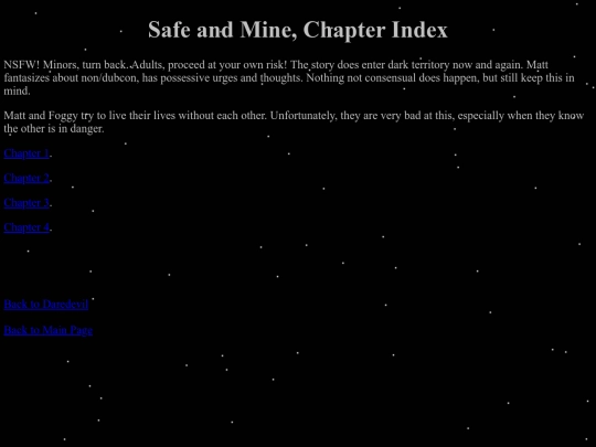 Stories/Daredevil Fanfictions/SafeAndMine/SafeAndMineIndex screenshot