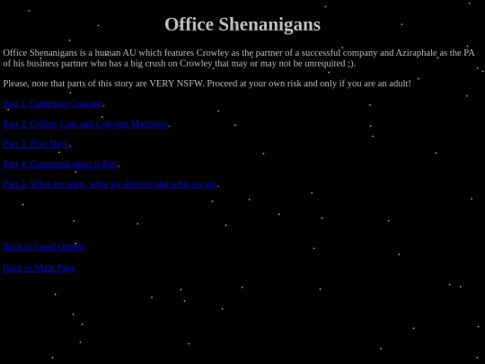 Stories/Good Omens Fanfictions/Office Shenanigans/OSMainPage screenshot