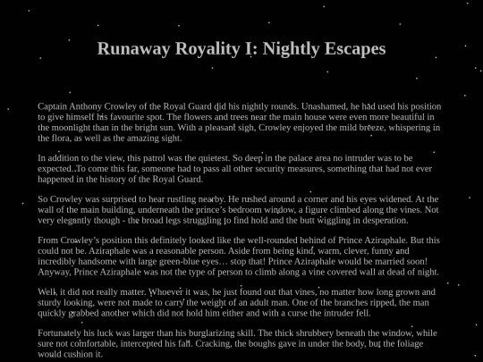 Stories/Good Omens Fanfictions/Runaway Royality/RR1 screenshot
