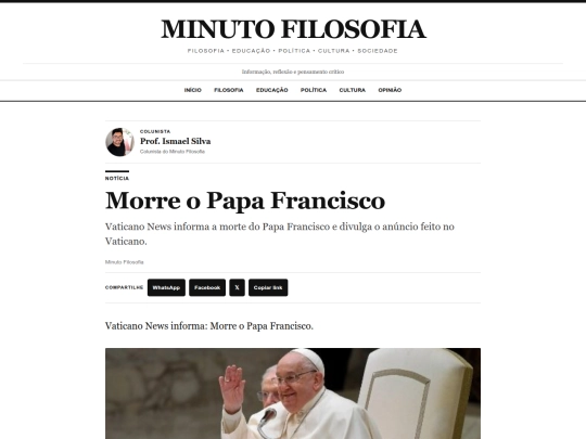 artigo-morre-papa-francisco screenshot
