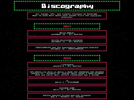 pages/discography screenshot