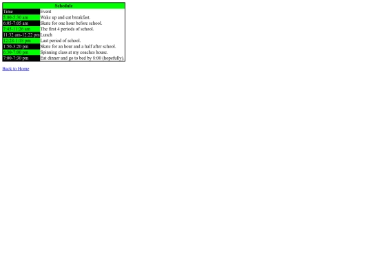 Schedule screenshot