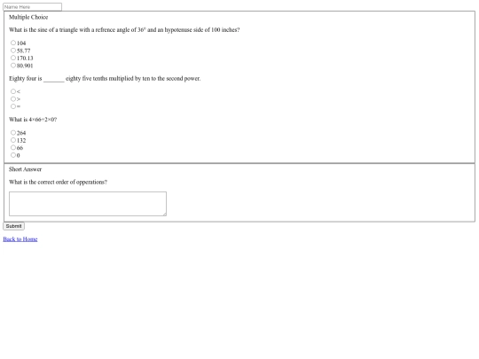 math-test screenshot