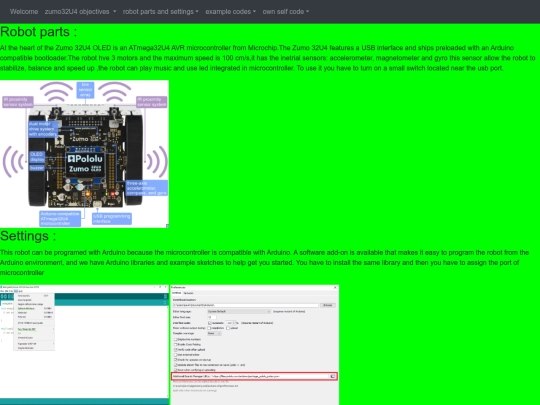 zumo32U4/robot parts and settings  screenshot