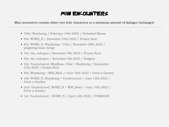 SITEINDEX/encounters/MiniEncounters screenshot