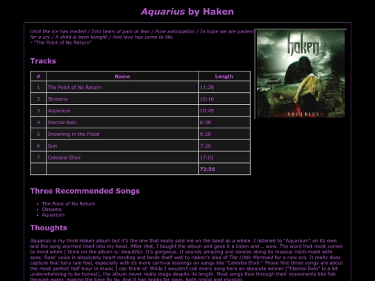 albums/Aquarius screenshot