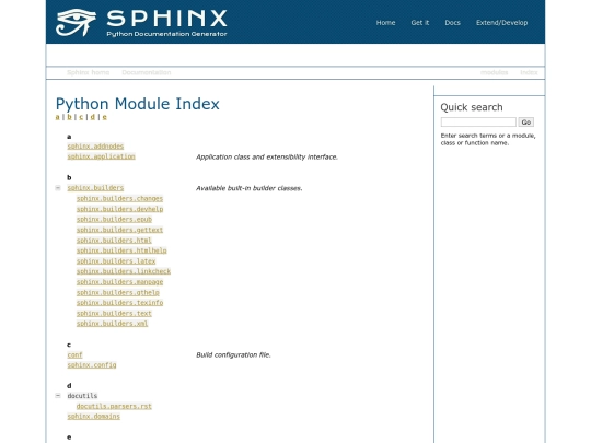 py-modindex screenshot
