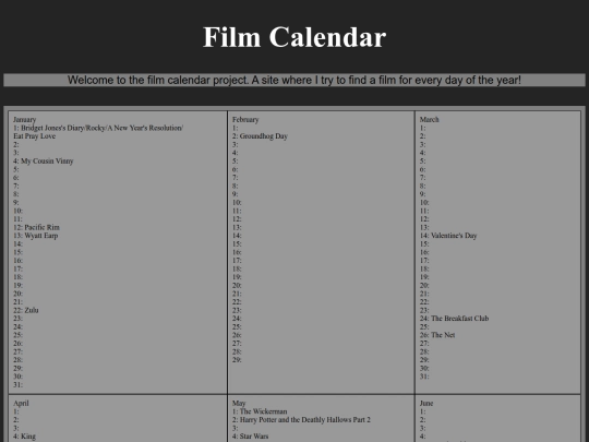 filmcalendar screenshot