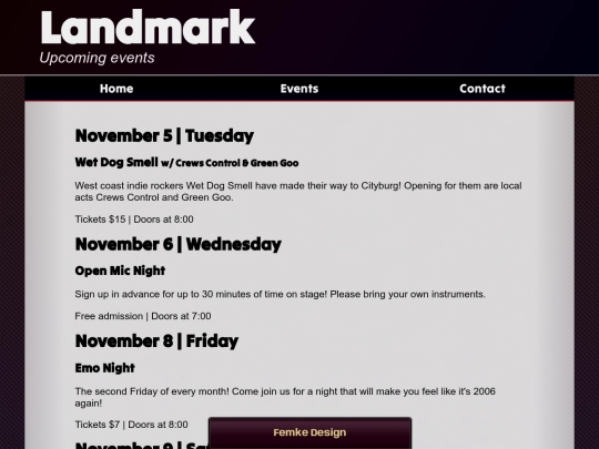 examples/venue/events screenshot