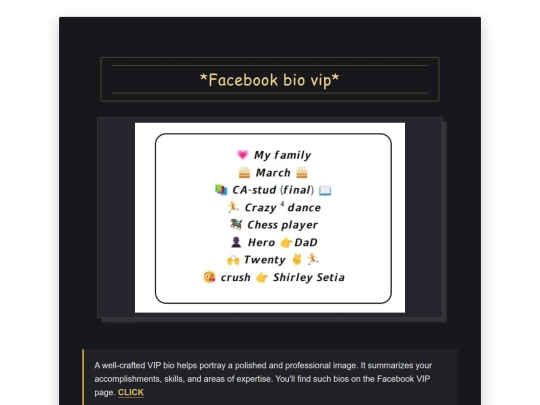 Facebook-bio-vip screenshot