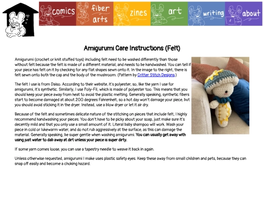 careinstructions/felt screenshot