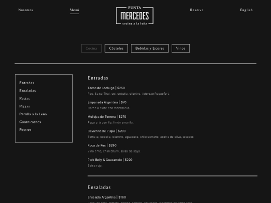 menus screenshot