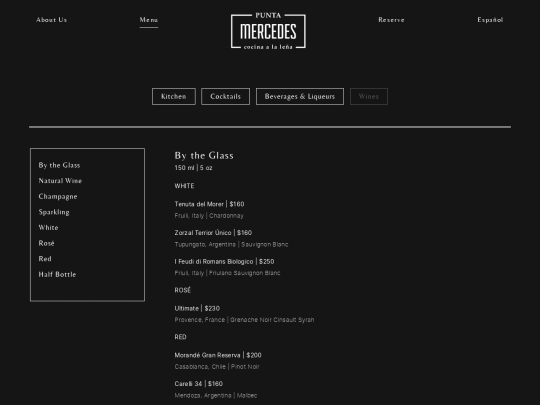 wines screenshot