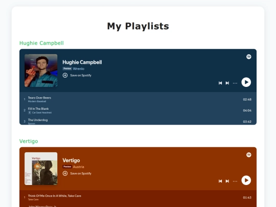 playlists screenshot