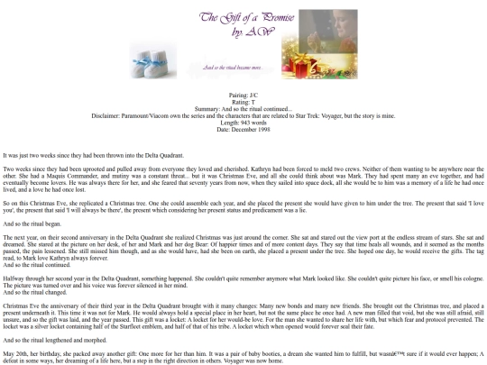 Voyager/Fanfic/1998/Stand Alone/gift screenshot