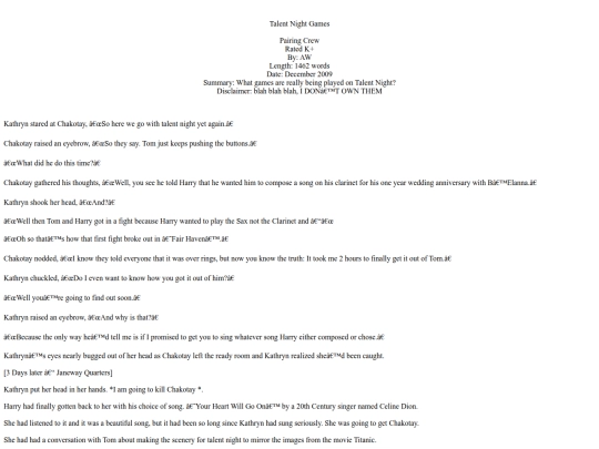 Voyager/Fanfic/2001/Stand Alone/talent screenshot