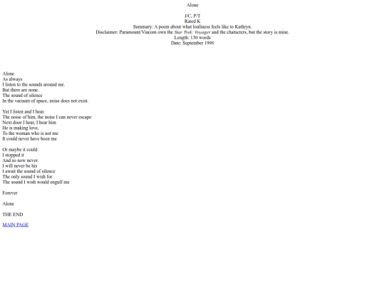 Voyager/Fanfic/2008/Stand Alone/alone screenshot