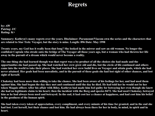 Voyager/Fanfic/2008/Stand Alone/regrets screenshot