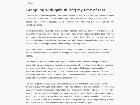 posts/Grappling with guilt during my time of rest screenshot