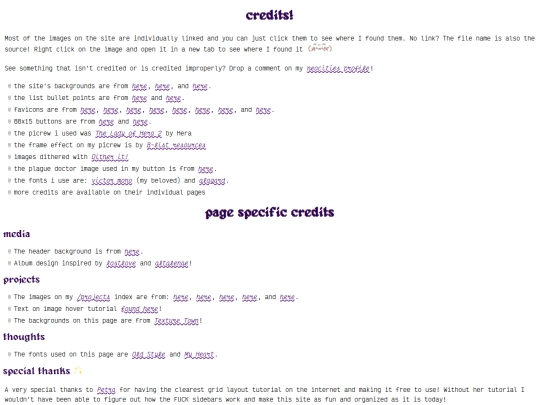 links/credits screenshot