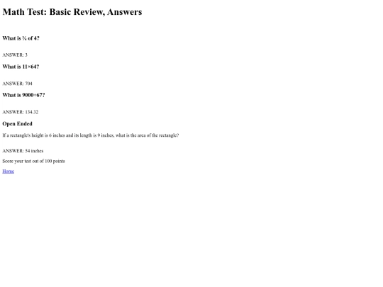 Onlinemathtestanswers screenshot