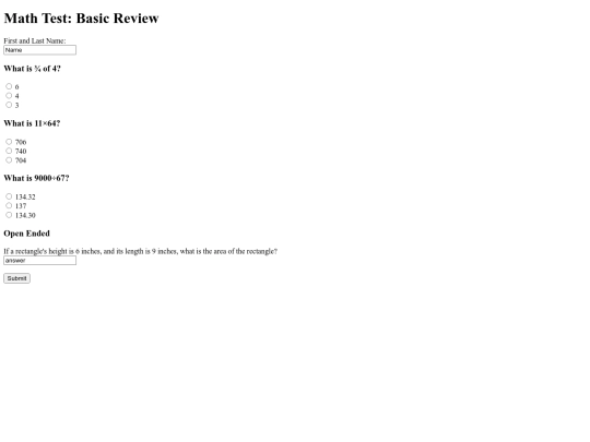mathtest screenshot
