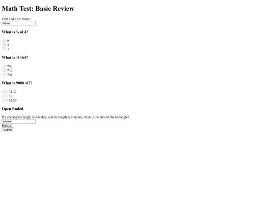 onlinemathtest screenshot