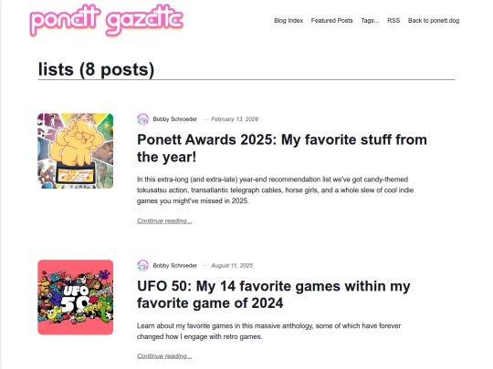 blog/tags/lists screenshot