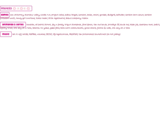 pages/aboutme/interests screenshot