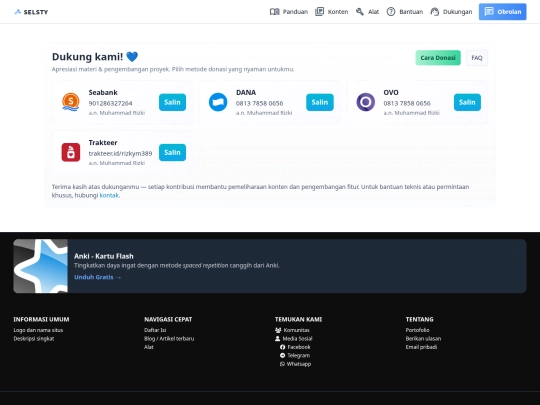 support screenshot