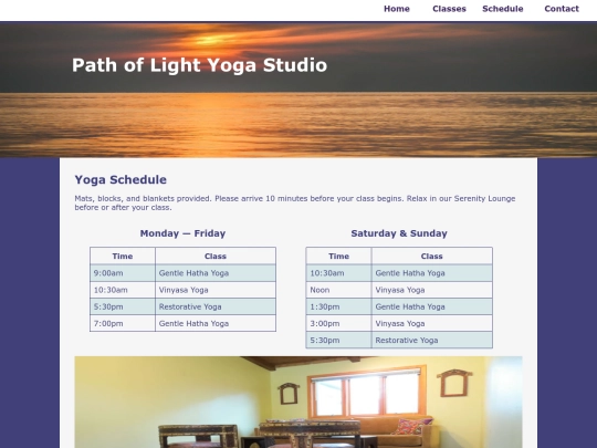 ch10yoga/schedule screenshot