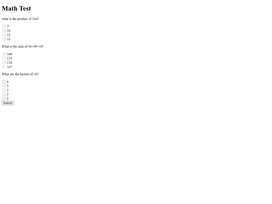 mathtest screenshot