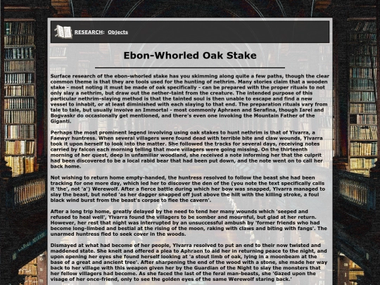 research/objects/ebon-whorled-oak-stake screenshot