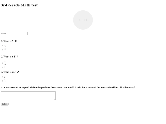 mathtest screenshot