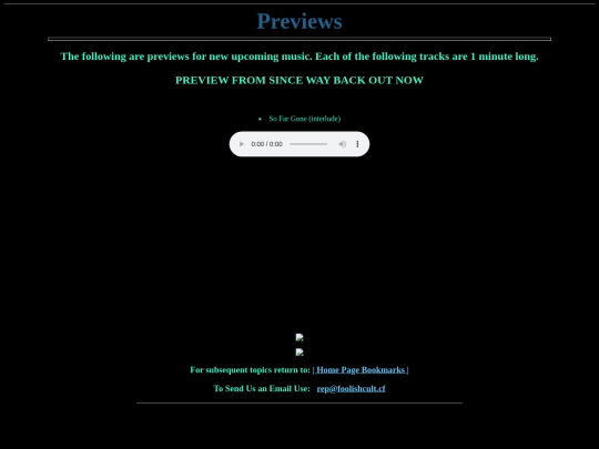 Foolish Cult Website/misc/preview screenshot