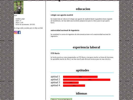 curriculum vitae screenshot