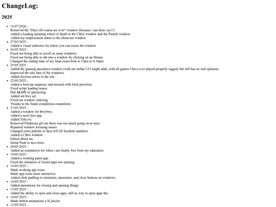 Html/changeLog screenshot