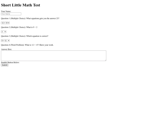 MathTestFormAssignment screenshot