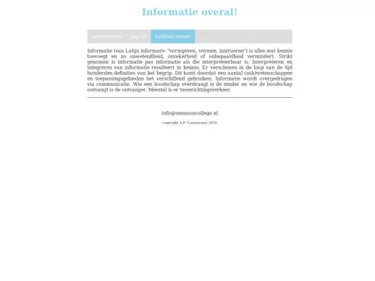 Voorbeeld eenvoudige website/info screenshot